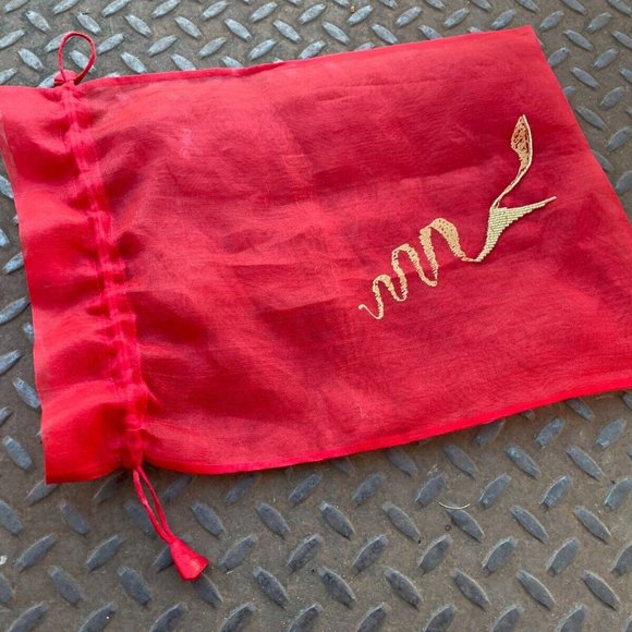 Rene Caovilla Dust Bag Red Organza Fabric Draw String Storage Bag Authentic - Picture 7 of 11
